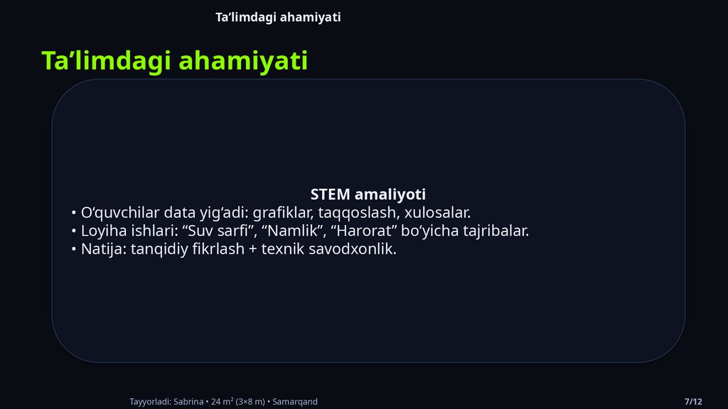 Ta’limdagi ahamiyati