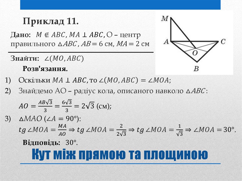 Кут між прямою та площиною