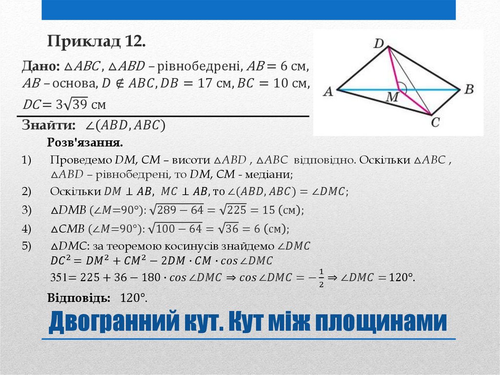 Двогранний кут. Кут між площинами