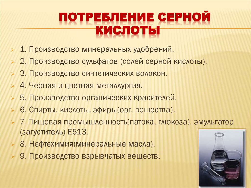 потребление серной кислоты