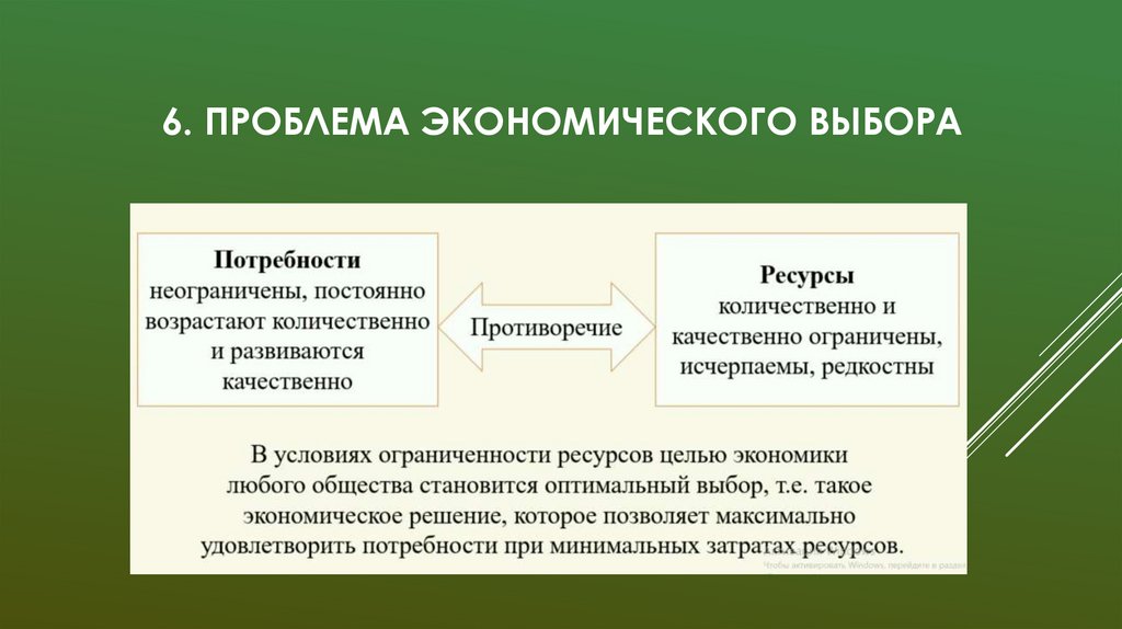 6. Проблема экономического выбора