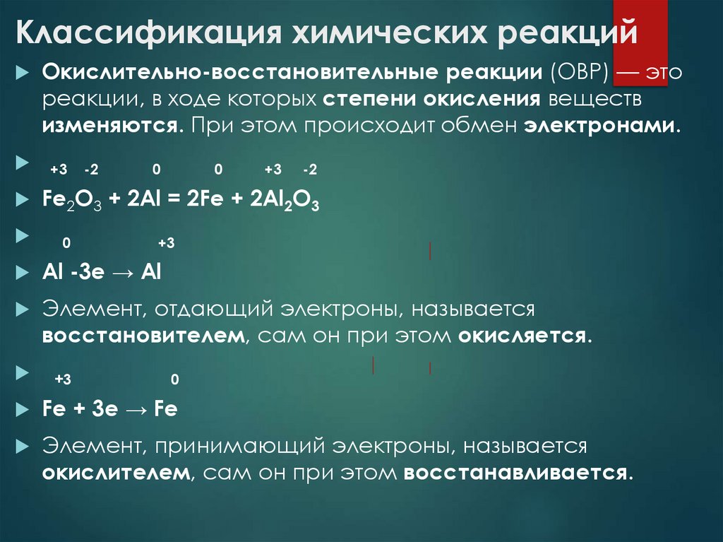 Классификация химических реакций