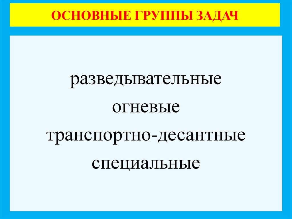 ОСНОВНЫЕ ГРУППЫ ЗАДАЧ