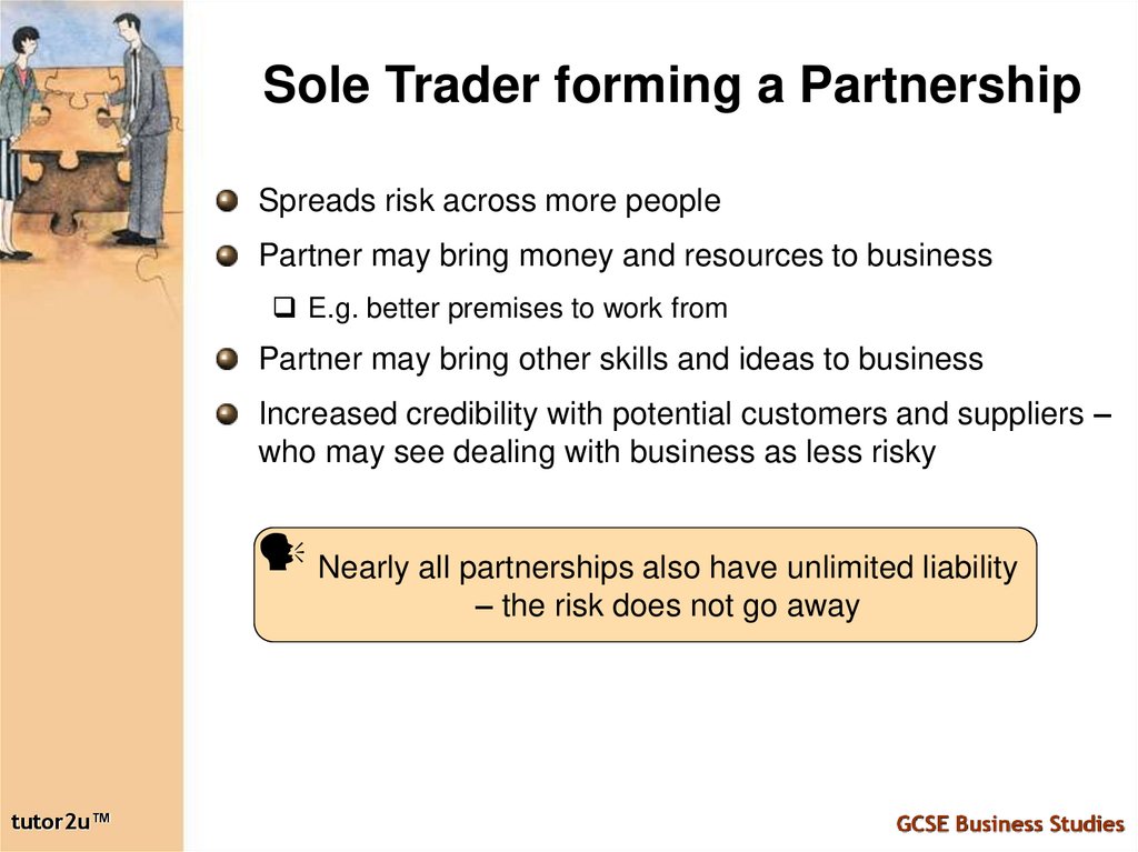 Sole Trader forming a Partnership