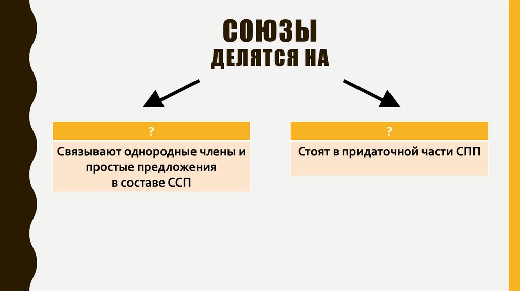 СОЮЗЫ делятся на