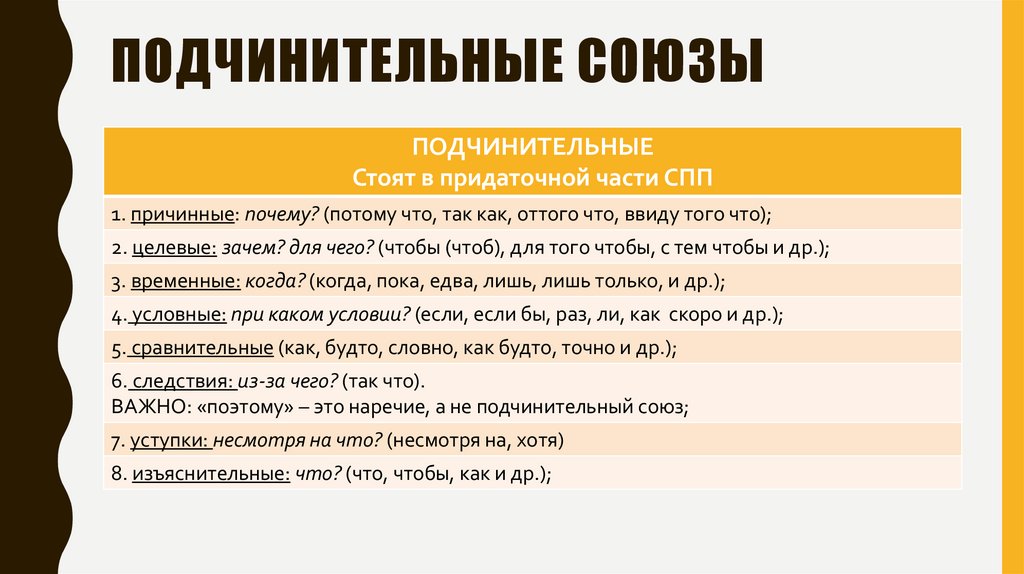 ПОДЧИНИТЕЛЬНЫЕ СОЮЗЫ