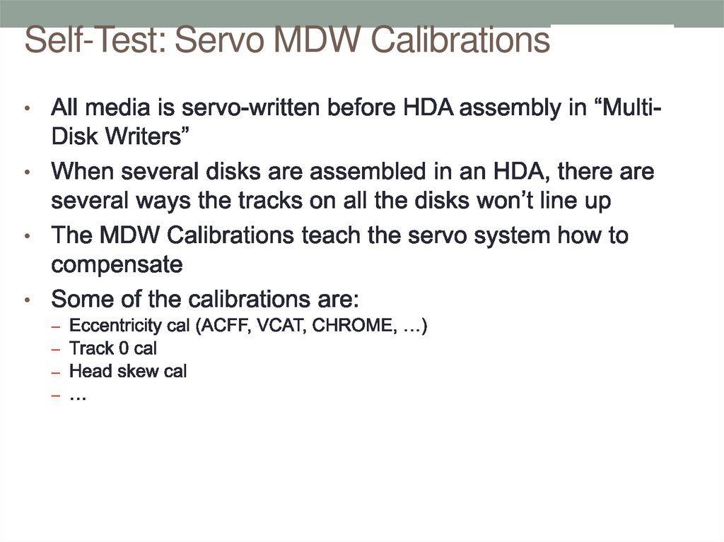 Self-Test: Servo MDW Calibrations