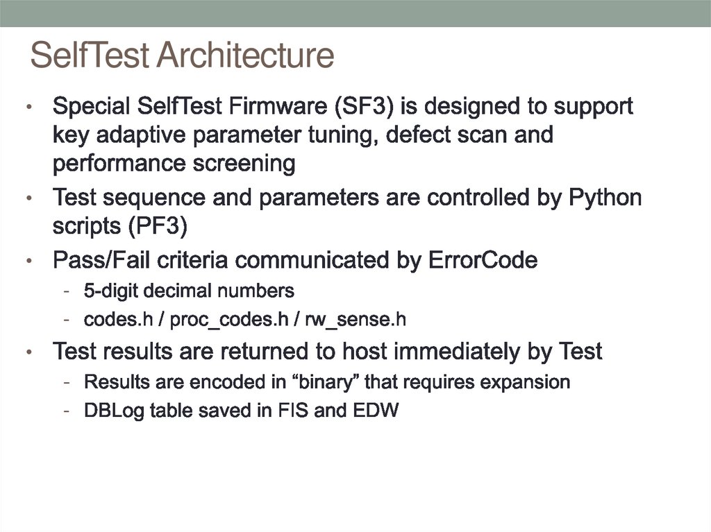 SelfTest Architecture