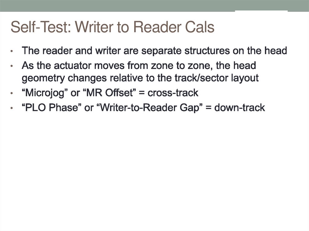 Self-Test: Writer to Reader Cals
