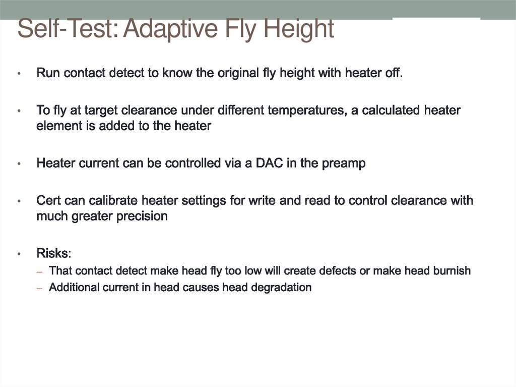 Self-Test: Adaptive Fly Height