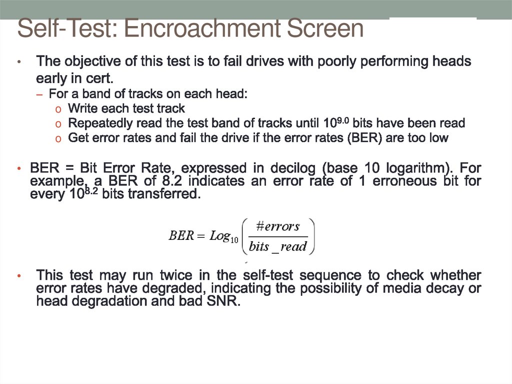 Self-Test: Encroachment Screen