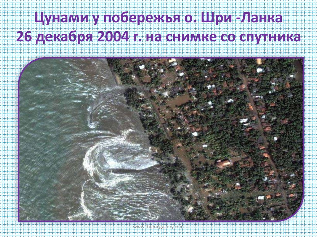 Цунами у побережья о. Шри -Ланка 26 декабря 2004 г. на снимке со спутника
