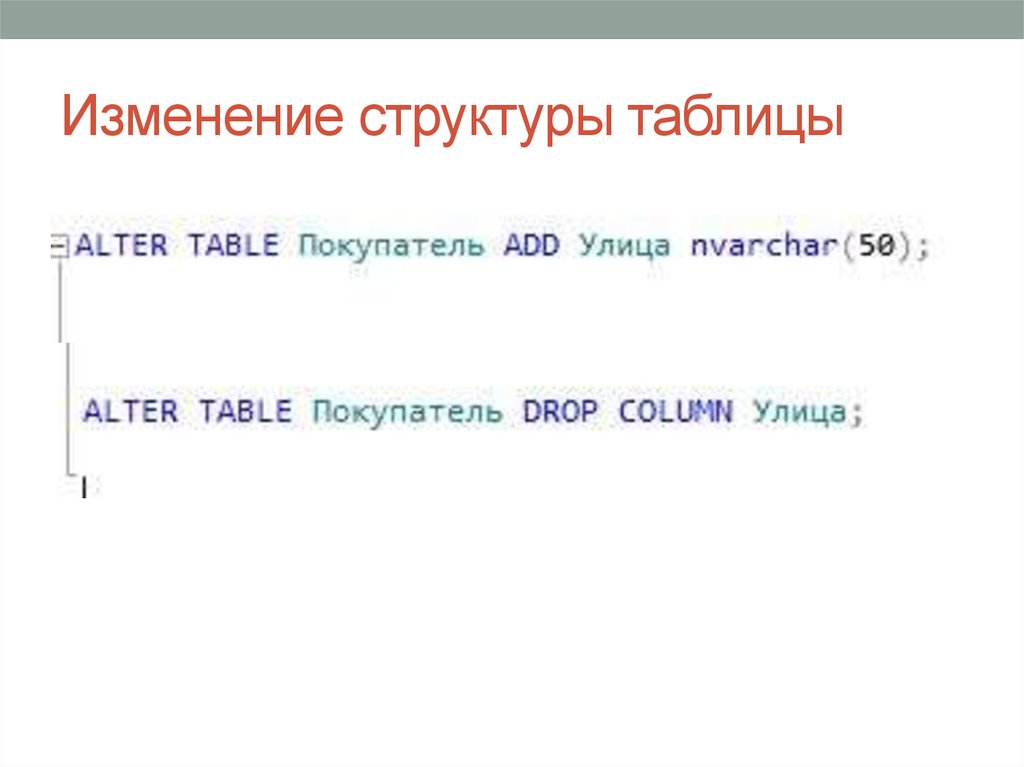Изменение структуры таблицы