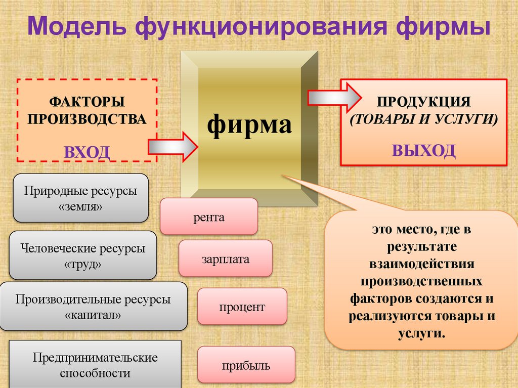 Модель функционирования фирмы