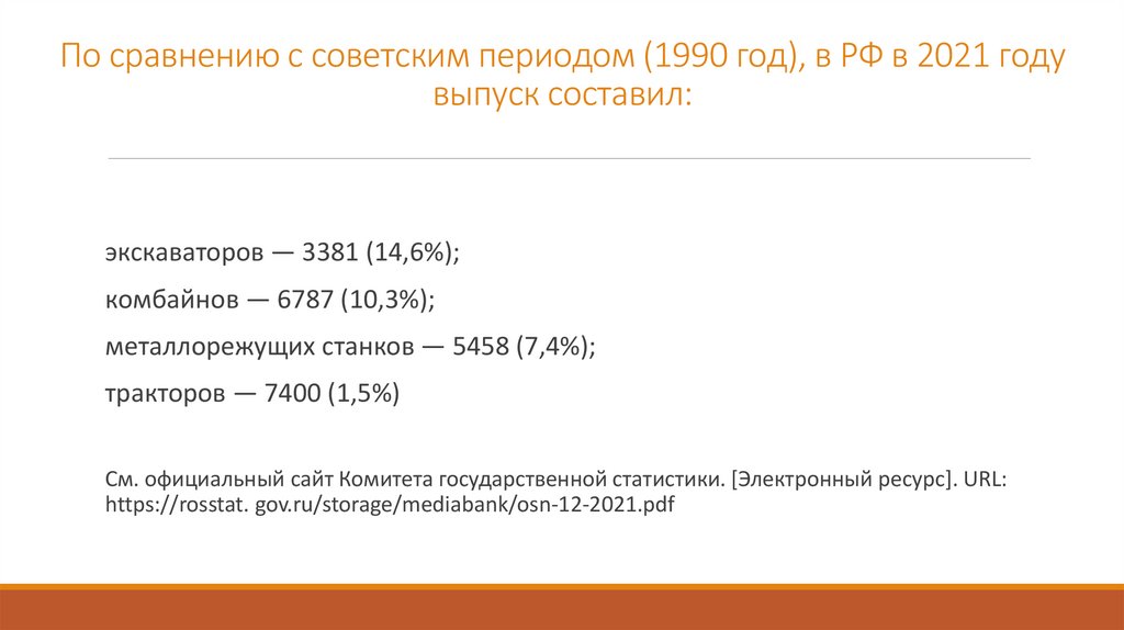 По сравнению с советским периодом (1990 год), в РФ в 2021 году выпуск составил: