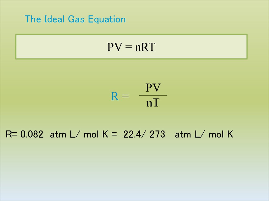 The Ideal Gas Equation