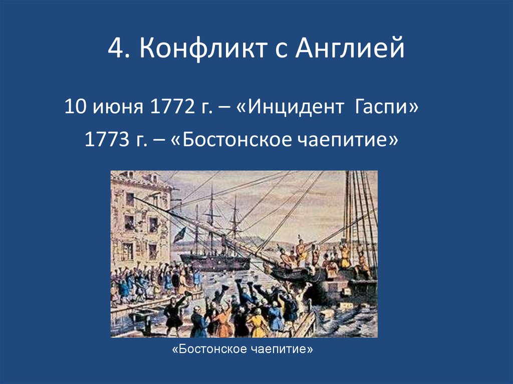 4. Конфликт с Англией