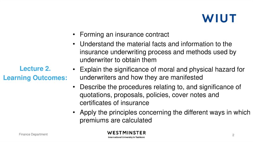 Lecture 2. Learning Outcomes: