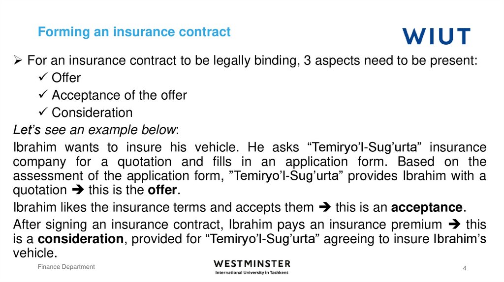 Forming an insurance contract