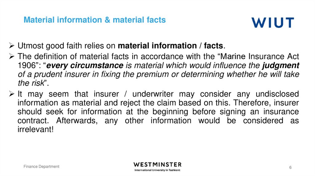 Material information & material facts