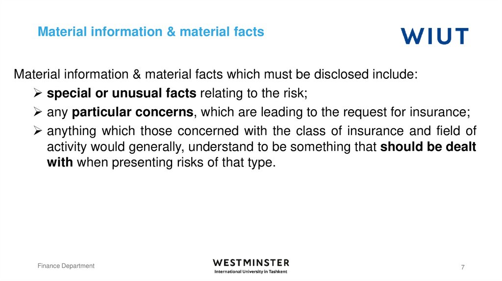 Material information & material facts