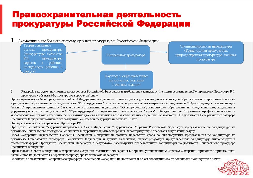 Правоохранительная деятельность прокуратуры Российской Федерации