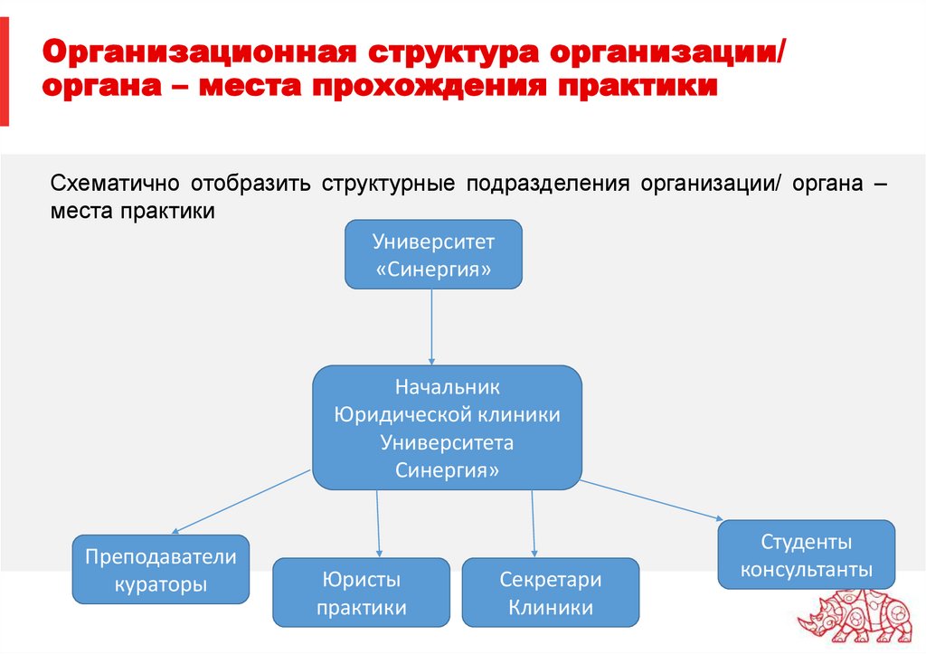 Организационная структура организации/ органа – места прохождения практики
