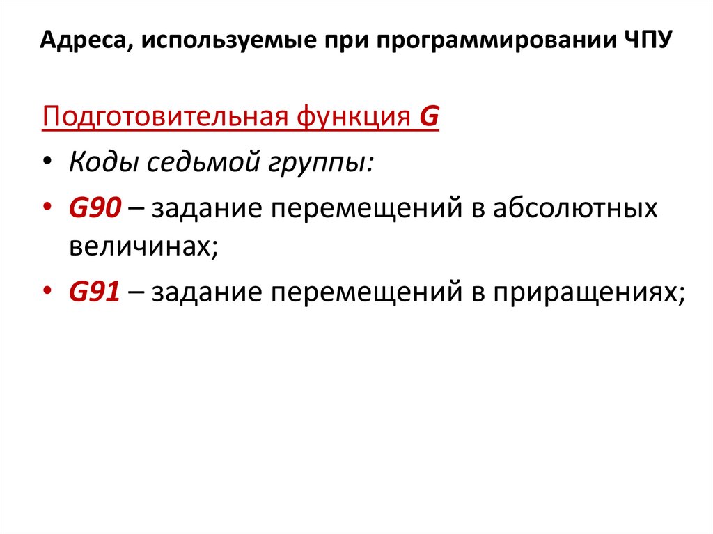 Адреса, используемые при программировании ЧПУ