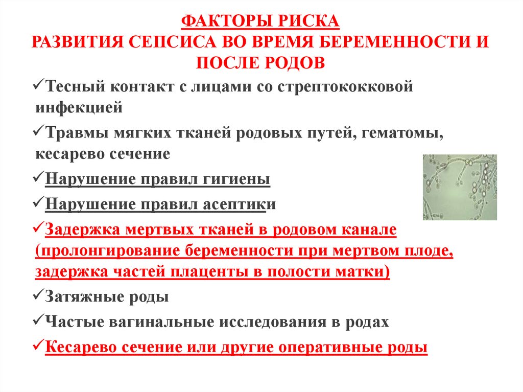 ФАКТОРЫ РИСКА РАЗВИТИЯ СЕПСИСА ВО ВРЕМЯ БЕРЕМЕННОСТИ И ПОСЛЕ РОДОВ