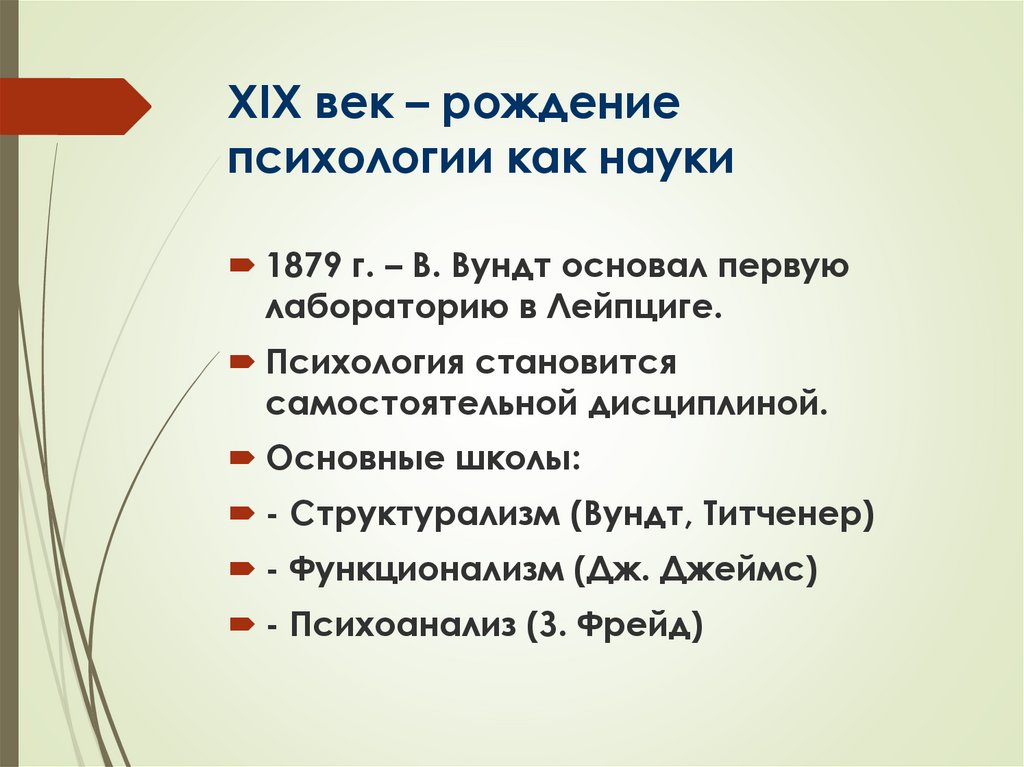 XIX век – рождение психологии как науки