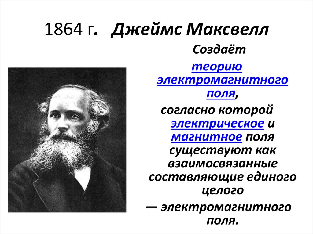 1864 г. Джеймс Максвелл