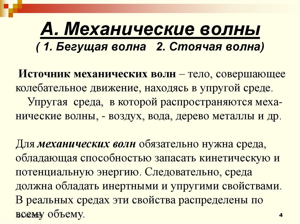 А. Механические волны ( 1. Бегущая волна 2. Стоячая волна)