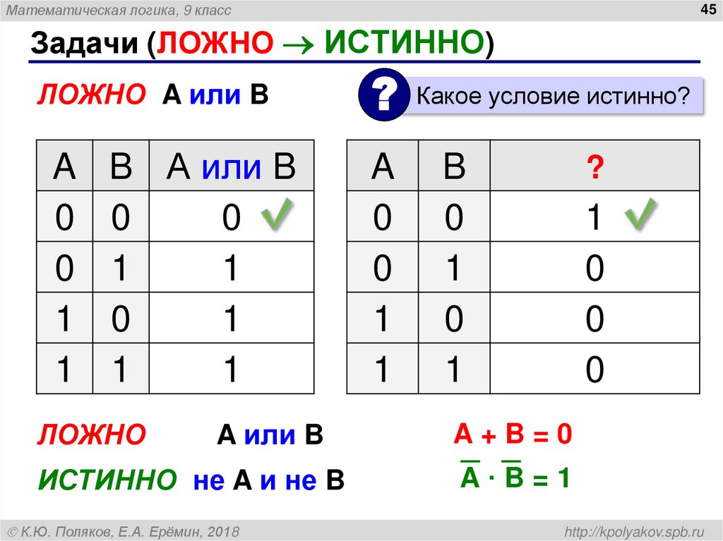 Задачи (ЛОЖНО  ИСТИННО)