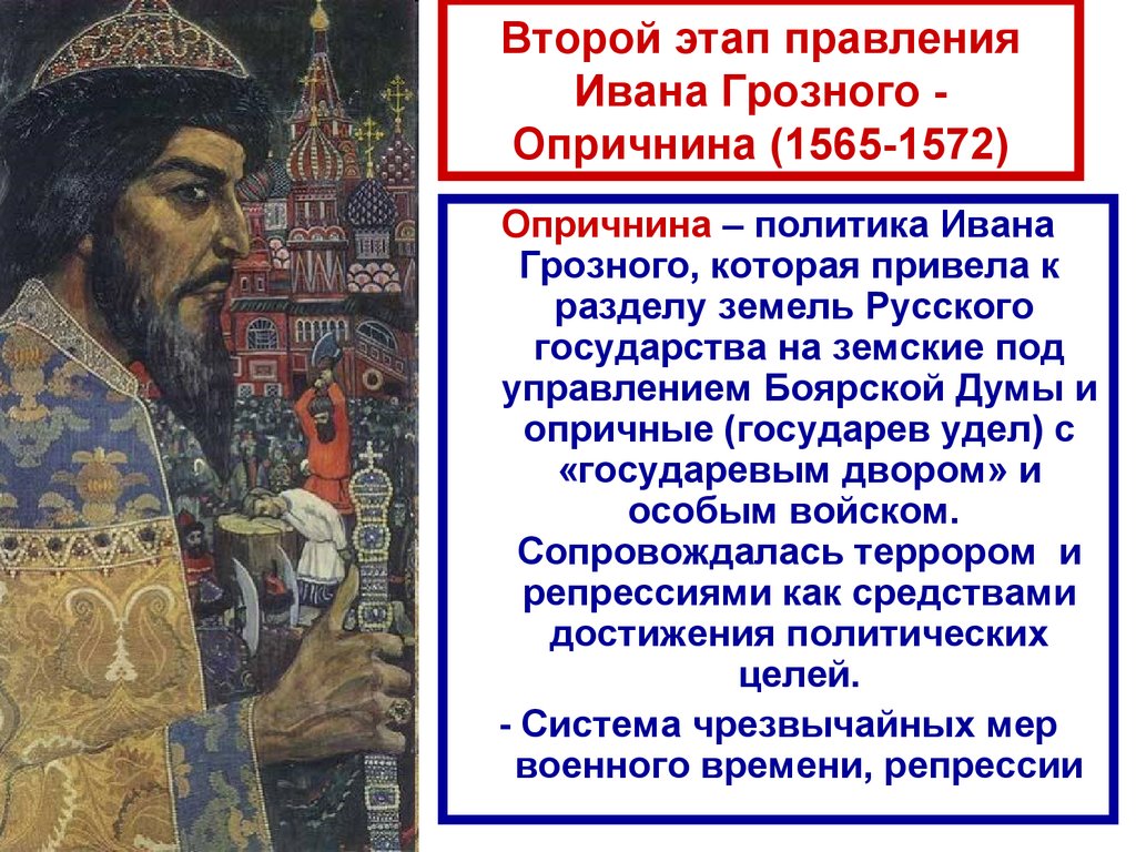 Второй этап правления Ивана Грозного - Опричнина (1565-1572)