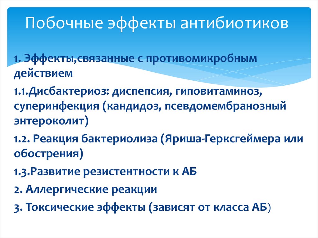 Побочные эффекты антибиотиков