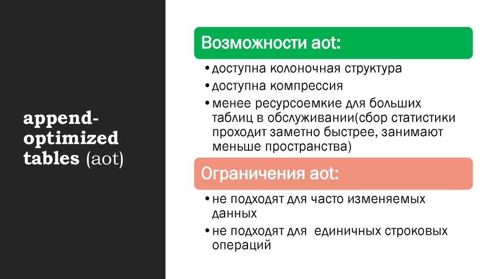 append-optimized tables (aot)