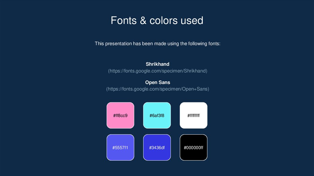 Fonts & colors used
