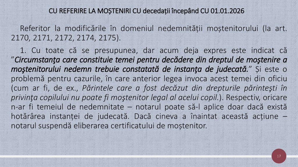 CU REFERIRE LA MOȘTENIRI CU decedații începând CU 01.01.2026