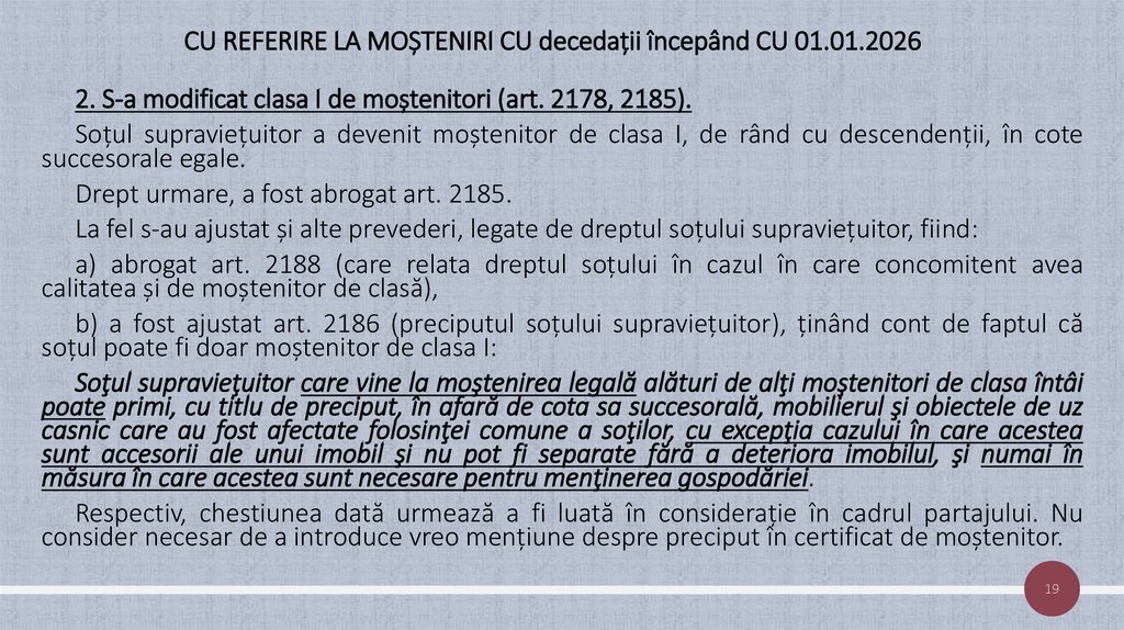 CU REFERIRE LA MOȘTENIRI CU decedații începând CU 01.01.2026