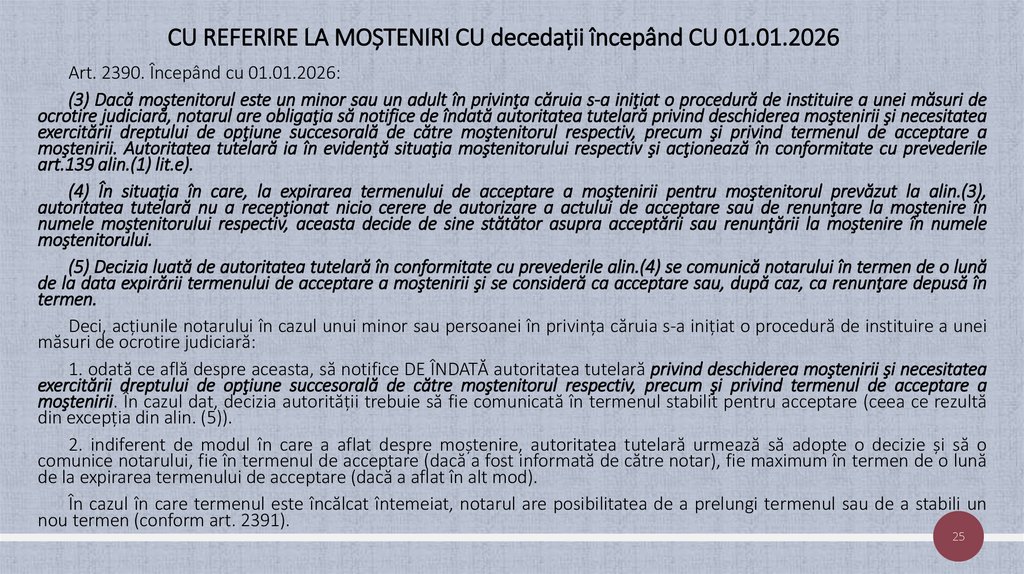 CU REFERIRE LA MOȘTENIRI CU decedații începând CU 01.01.2026