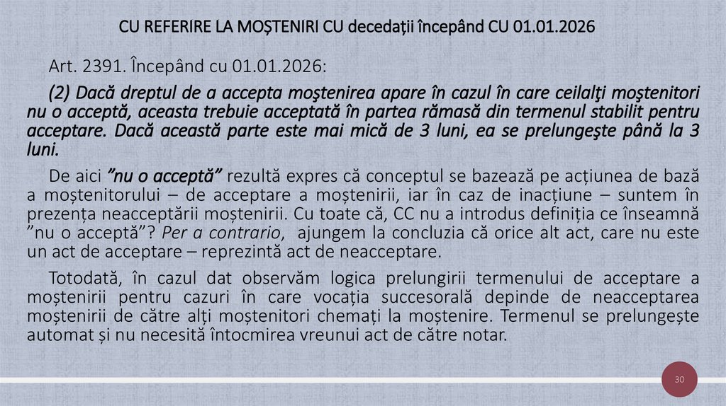 CU REFERIRE LA MOȘTENIRI CU decedații începând CU 01.01.2026