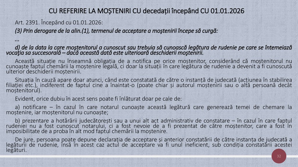 CU REFERIRE LA MOȘTENIRI CU decedații începând CU 01.01.2026