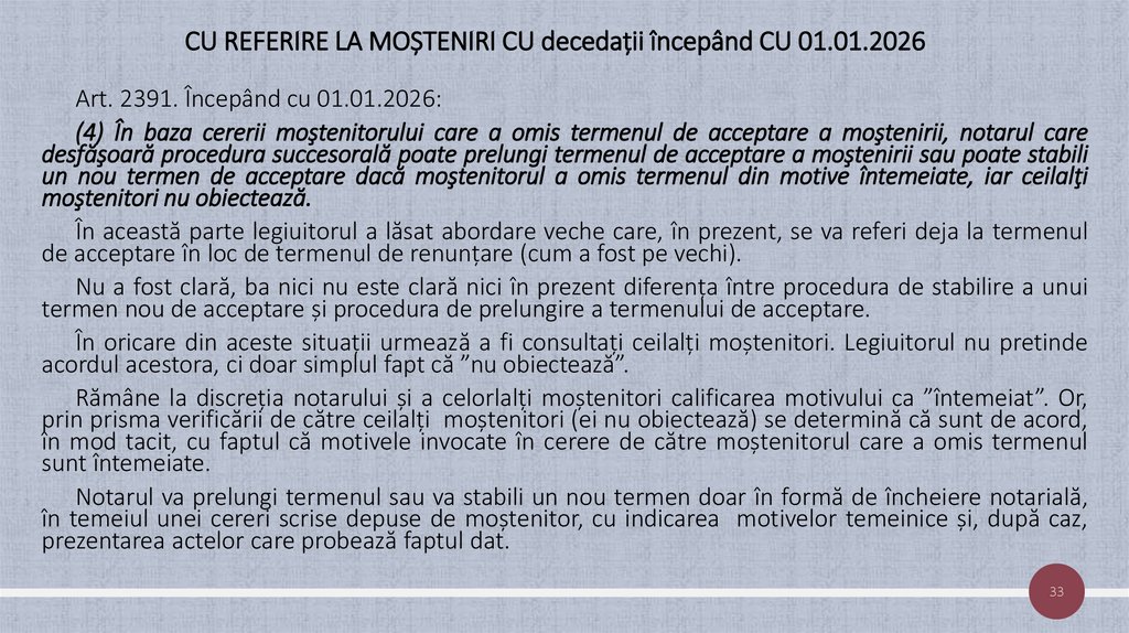 CU REFERIRE LA MOȘTENIRI CU decedații începând CU 01.01.2026