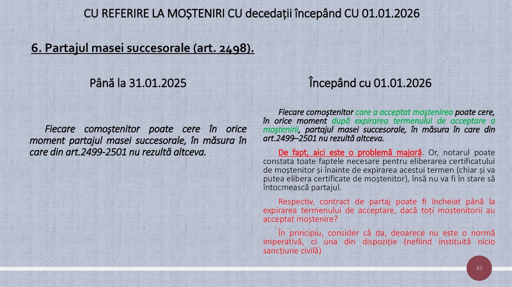 CU REFERIRE LA MOȘTENIRI CU decedații începând CU 01.01.2026