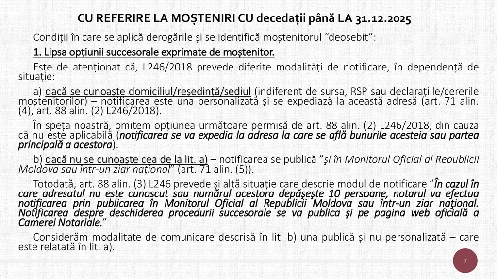 CU REFERIRE LA MOȘTENIRI CU decedații până LA 31.12.2025