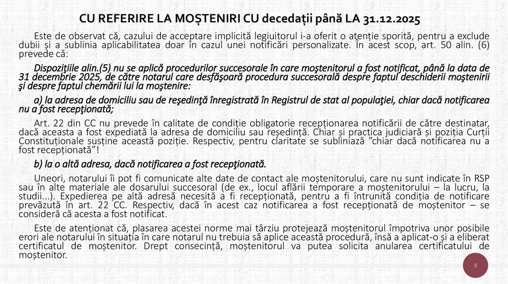 CU REFERIRE LA MOȘTENIRI CU decedații până LA 31.12.2025