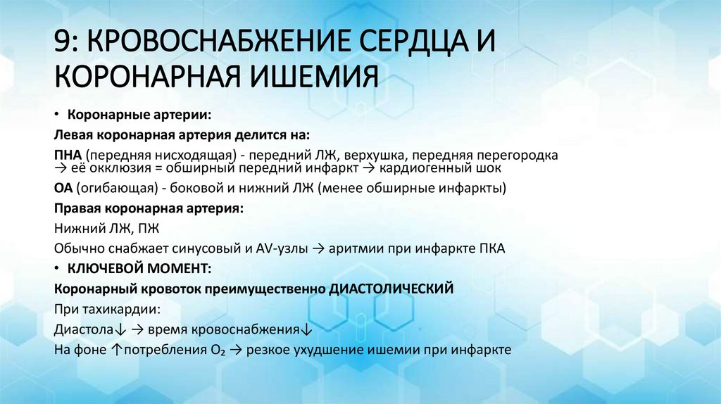 9: КРОВОСНАБЖЕНИЕ СЕРДЦА И КОРОНАРНАЯ ИШЕМИЯ