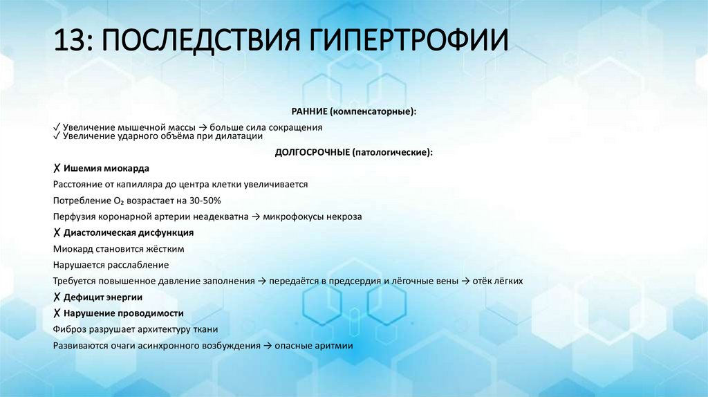 13: ПОСЛЕДСТВИЯ ГИПЕРТРОФИИ