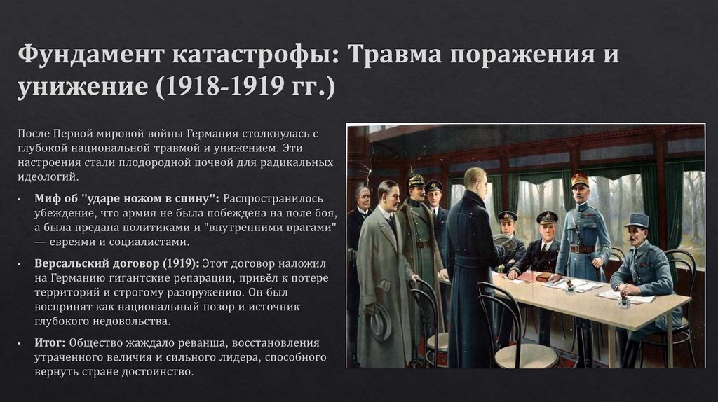 Фундамент катастрофы: Травма поражения и унижение (1918-1919 гг.)