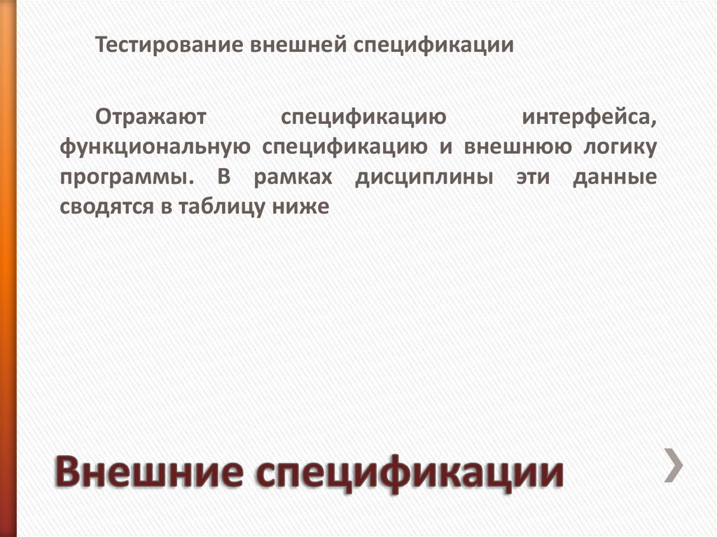 Внешние спецификации